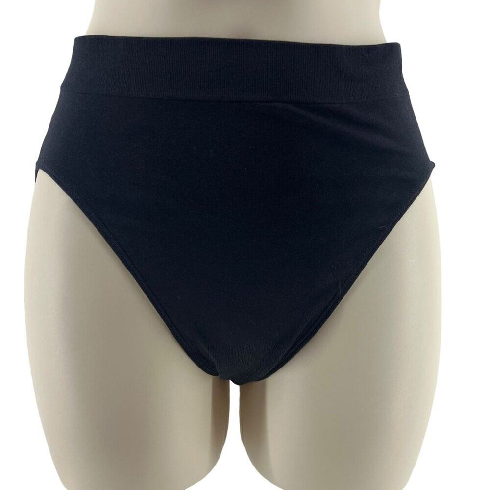 Wacoal B Smooth Hi Cut Brief Panty Solid Black Womens Size 6-Medium